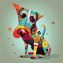 generative AI - colorful dog funky art illustration