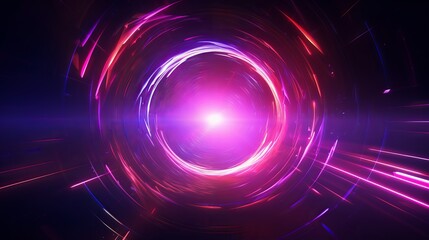 Fototapeta premium Futuristic circular portal with purple neon lights, shining and bright. Generative ai