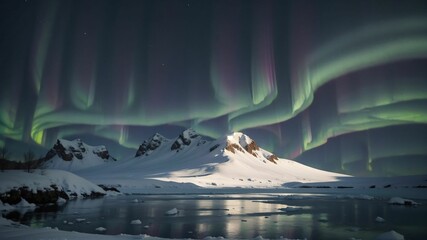 beautiful view of the aurora over a mountain range