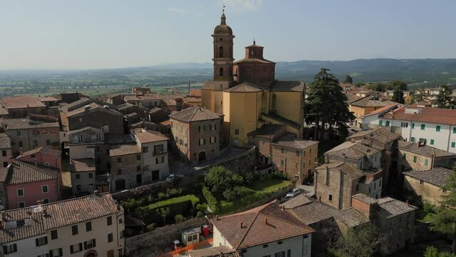 Sinalunga beautiful old town in Tuscany Italy Aerial view
