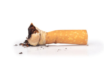 cigarette butts isolated on white background
