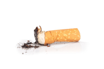 cigarette butts isolated on white background