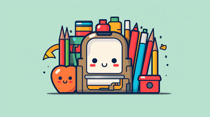 enchanting school supply whimsical icon for academic sticker