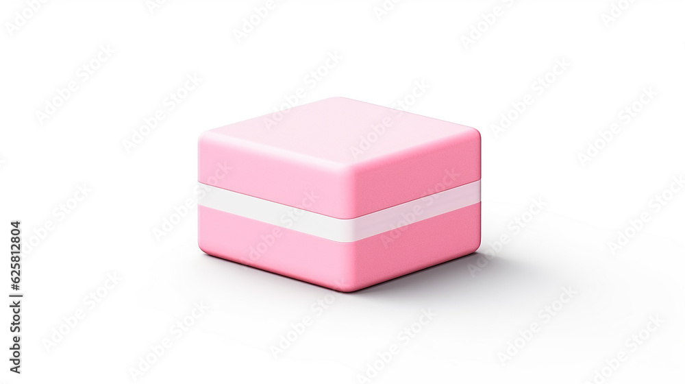Poster pink and white eraser icon 3d rendering on white isolated background