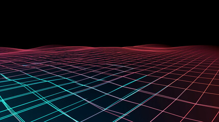 Abstract vector landscape background cyberspace grid 3d technology vector illustration