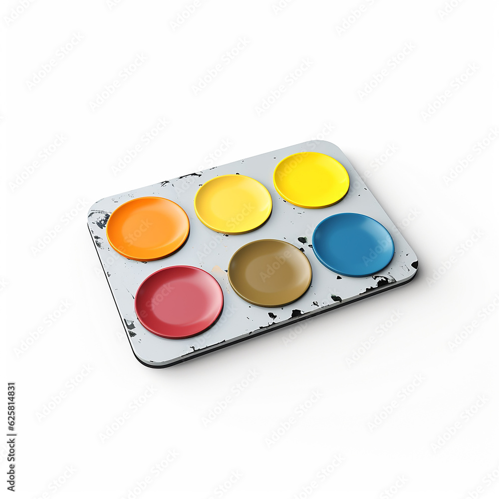 Fototapete square palette icon 3d rendering on white isolated background
