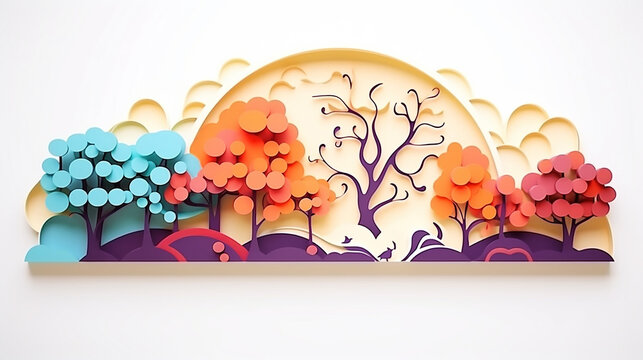 palette illustration in paper cut style on white isolated background