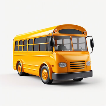 school bus icon 3d rendering on white isolated background