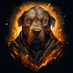 Dog Strong On Fire T-Shirt Design