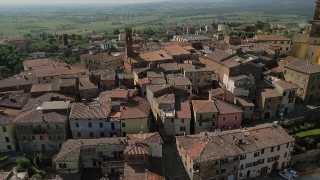Sinalunga beautiful old town in Tuscany Italy Aerial view