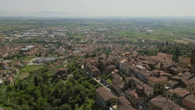 Sinalunga beautiful old town in Tuscany Italy Aerial view