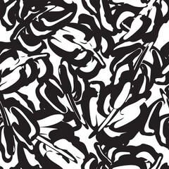 Monochrome Tropical Leaf Seamless Pattern Design