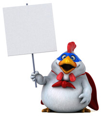 Fun 3D cartoon illustration of a chicken superhero