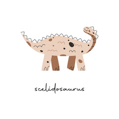 Flat vector Flat hand drawn vector illustration of scelidosaurus dinosaur