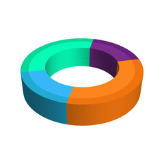 3d Colorful Pie Chart Isolated. Useful Infographic Element