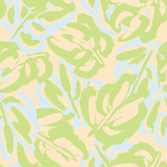 Pastels Tropical Leaf Seamless Pattern Design