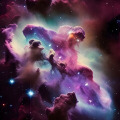 Obraz na płótnie Canvas True color space galaxy cloud nebula. Space science astronomy. Supernova background wallpaper background with clouds.