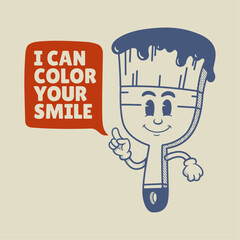 Vintage retro mascot Brush Character