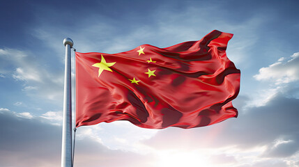 flag china in the sky - obrazy, fototapety, plakaty