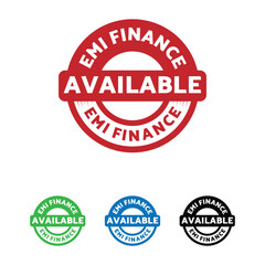 EMI Finance available Badge icon, logo, flat vector, stamp, sticker, financial, logotype. money, bank, loan available. No down payment.