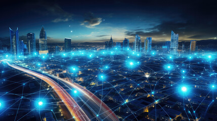 City view technology lights internet business