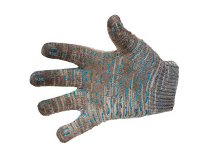 Dirty construction glove isolated on white background.