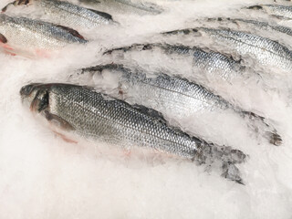 Fish In Ice on the counter in the market