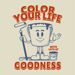 Vintage retro mascot Paint Bucket Character