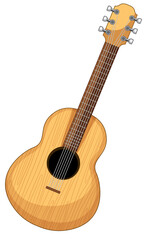 Fototapeta premium Wood Guitar in Cartoon Style Vector