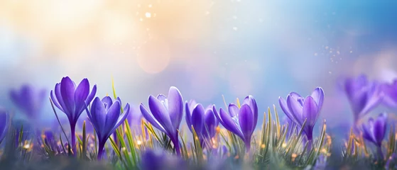 Foto op Plexiglas Blue crocus flowers © Cedar