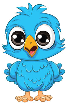 Cute owl chick cartoon isolated