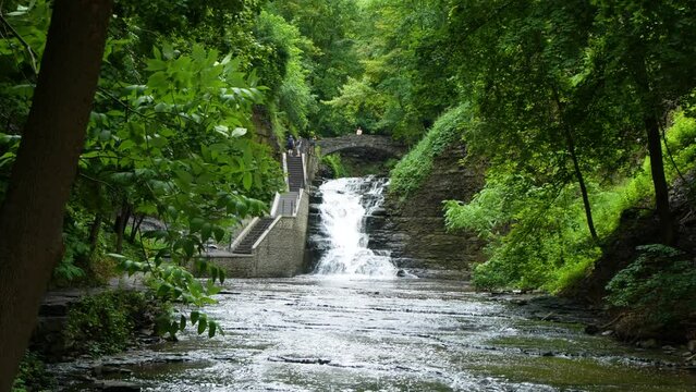 Cascadilla Gorge in Ithaca, New York, waterfalls.  Urban park