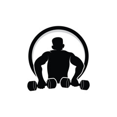 Gym Logo, Fitness Health Vector, Muscle Workout Silhouette Design, Fitness Club