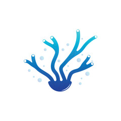 Fototapeta premium Coral Logo, Marine Plant Design Place Marine Animal, Seaweed Sea Vector