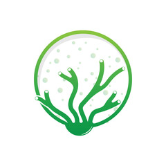 Coral Logo, Marine Plant Design Place Marine Animal, Seaweed Sea Vector