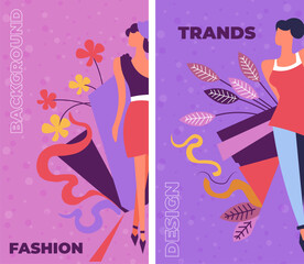 Trends and fashion, style and elegance banners