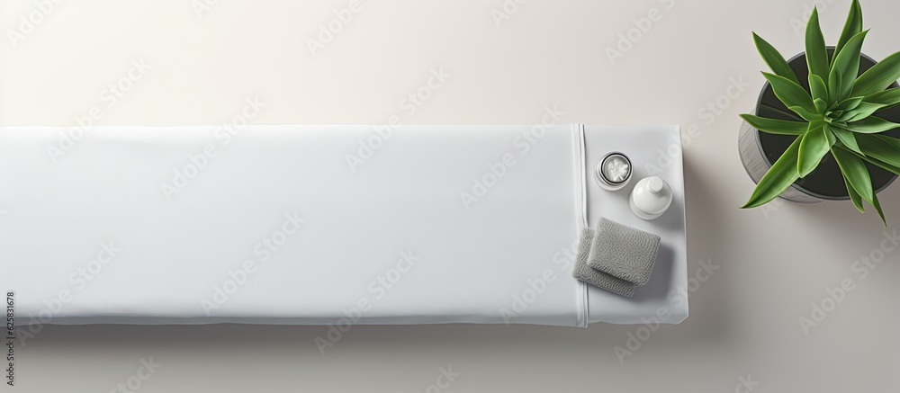 Aufkleber photo of a plant on a white table with plenty of space for text or other elements with copy space