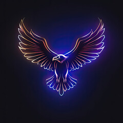 Neon light logo design of eagle