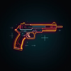Neon light logo design of gun