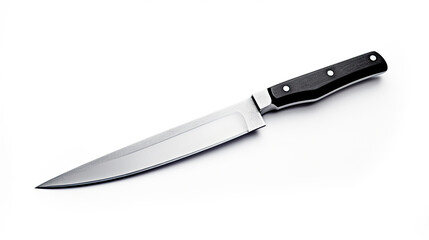 Kitchen knife isolated on white background wood handle black handle