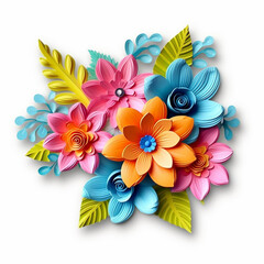 3D flowers clipart on white background