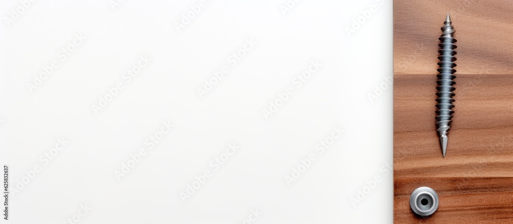 Poster photo of a screw and screwdriver on a wooden surface, with empty space for text or other elements wi