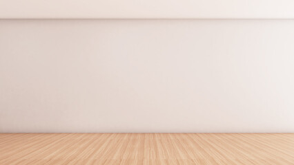 mock up wood floor on white wall,white room space,mock up for presentation ,3d rendering