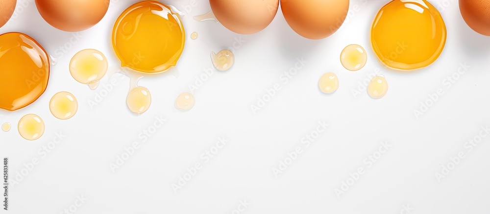 Poster photo of a group of eggs with one broken in half, showcasing the fragility and vulnerability of life