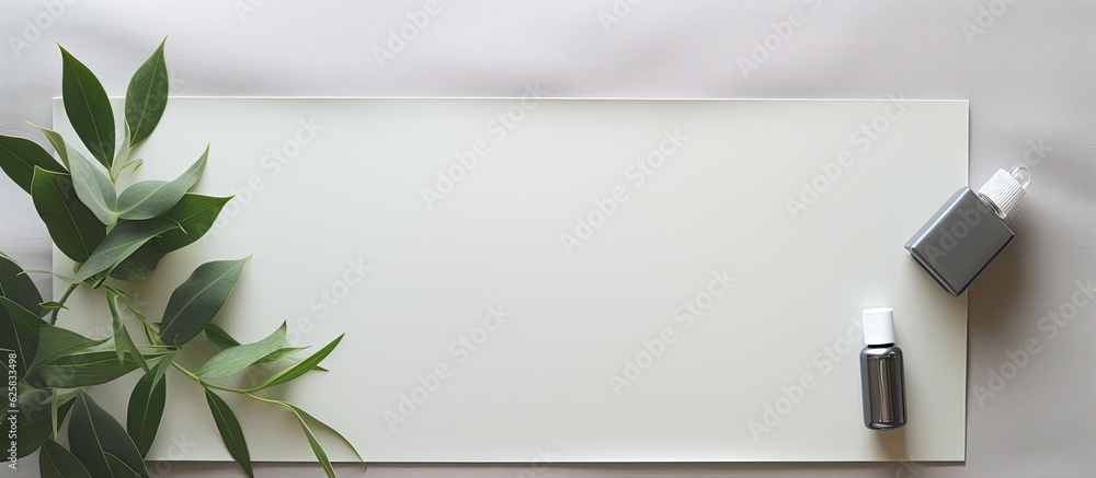 Poster photo of a plant and a white board on a table with plenty of space for writing or drawing with copy 