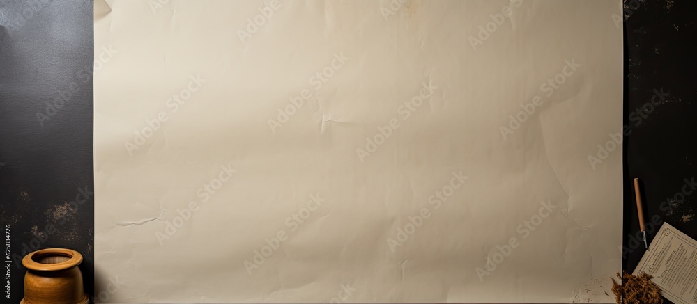 Aufkleber photo of a blank white sheet of paper on a table, offering a space for creativity or a clean slate w