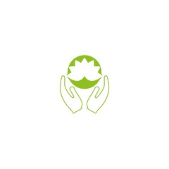 Lotus flower human care logo isolated on white background