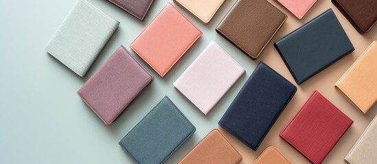 Photo of a vibrant palette of colorful paints close up with copy space