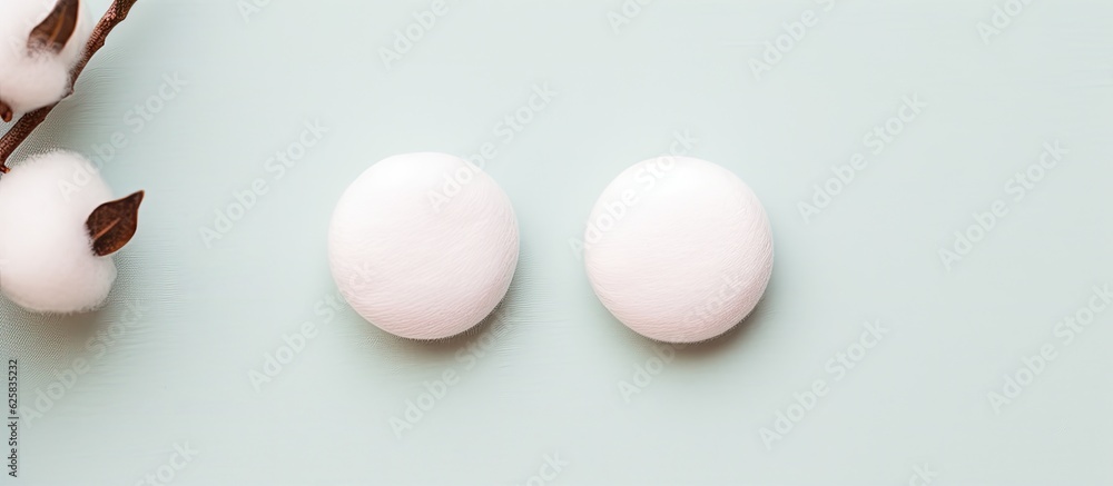 Poster photo of three white eggs on a table with plenty of copy space with copy space