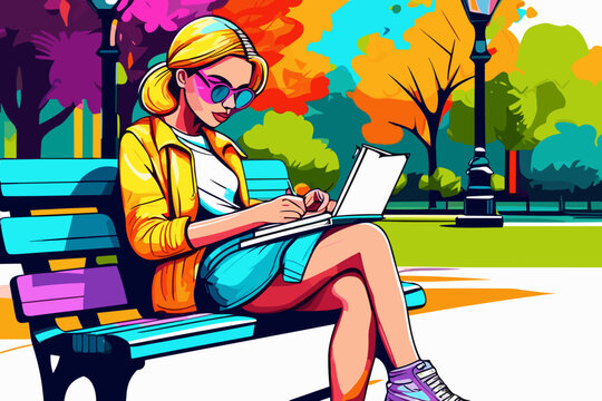 student sitting on a parc bench